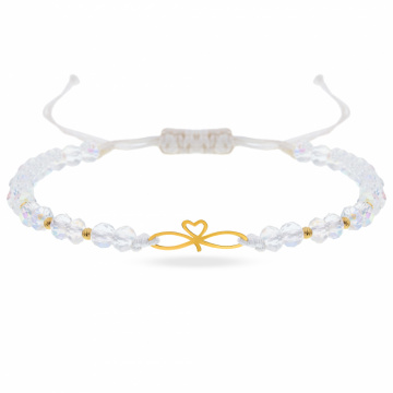 Bratara cu cristale si pandantiv infinity love din aur 14k + bilute