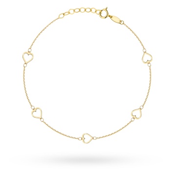 Brățară Delicată Din Aur 14K Cu Contururi Inimi