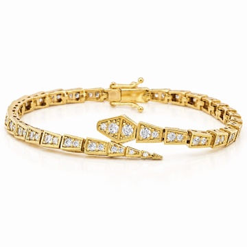 Bratara Geometric Snake din Argint 925 placat cu aur