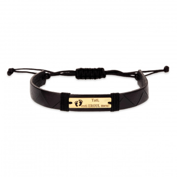 Brățară Hero Dad din AUR 14K si Piele Naturală