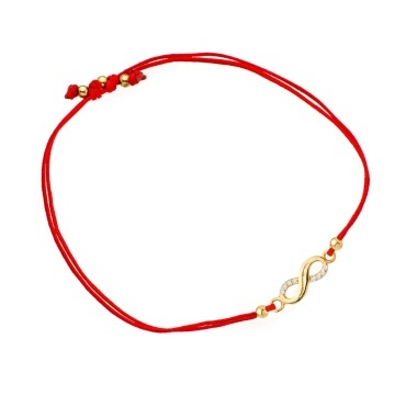 Brățară Infinit Aur 14K cu Zirconiu pe Șnur Roșu