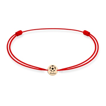 Brățară pentru Copii cu Minge de Fotbal și Bănuț 7mm din Aur 14K cu Șnur Reglabil