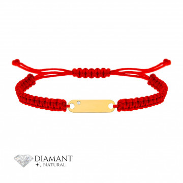 Bratara Placuta Personalizabila din Aur 14k si diamant natural
