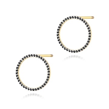 Cercei Aur 14K cu Diamante Naturale Negre 0.40 ct Filet cu Protectie