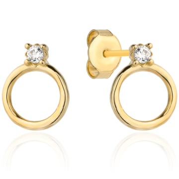 Cercei Aur 14k cu Model Cerc si Zirconii Albe