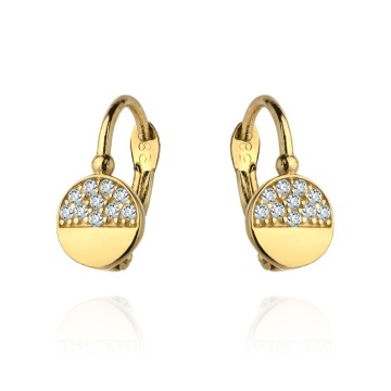 Cercei Aur 14k cu Model Neted si Zirconii Albe