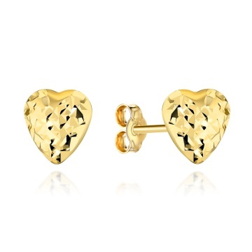Cercei Aur 14K Inimi Diamantate Super Ușori Mici