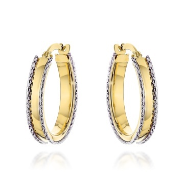 Cercei Aur 14K Rotunzi Bicolori - Eleganță Sculptată