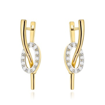 Cercei Aur 14K Val și Oval cu Zirconii