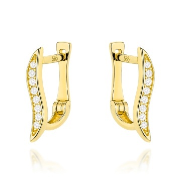 Cercei Aur 14K Vală Delicată cu Zirconiu