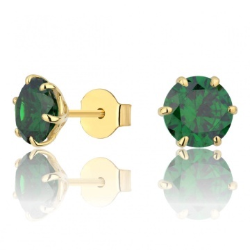 Cercei Aur 8K cu Piatră Verde – Eleganță și Stil