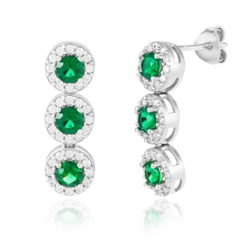 Cercei din argint 925 cu cristale Angel Collection - Green Edition