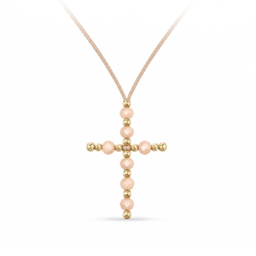 Choker Crystal Beige Cross din AUR 14K