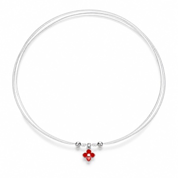 Choker reglabil fir transparent - Red Flower din Argint 925