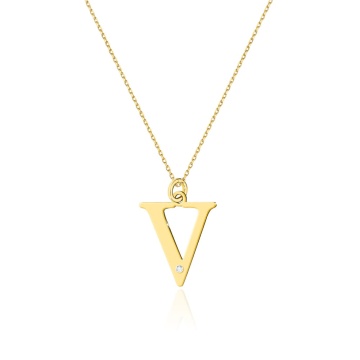 Colier Aur 14K cu Diamant Natural 0.01 ct