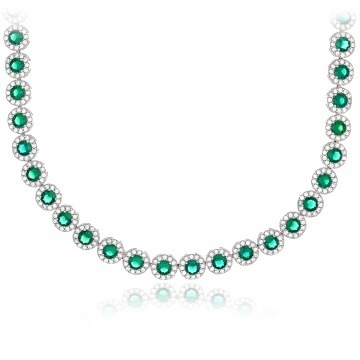 Colier din argint 925 cu cristale Angel Collection - Green Edition