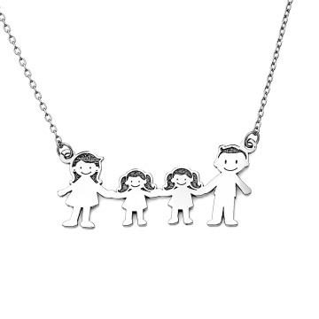 Colier Family din Argint 925 - Familia cu 2 copii