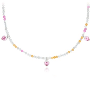 Colier Hearty Pink din Argint 925 cu cristale