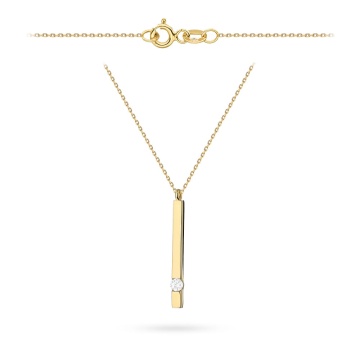 Colier lingot de aur 14k cu zircon