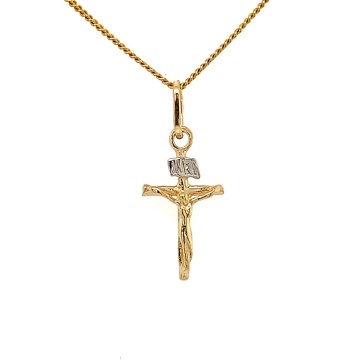 Cruce de Aur cu Isus în Două Culori de Aur