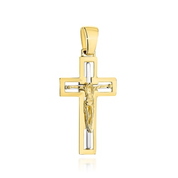 Cruce Din Aur 14K Cu Isus Răstignit, În Două Culori