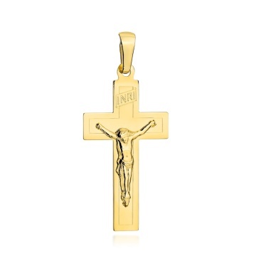 Cruciuliță Aur 14K Strălucitoare cu Isus Crucificat