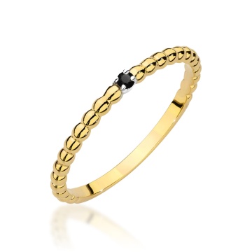 Inel Aur 14K cu Diamant Natural Negru 0.02 ct