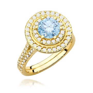 Inel Aur 14K cu Diamante Albastre de Laborator 1.63 ct