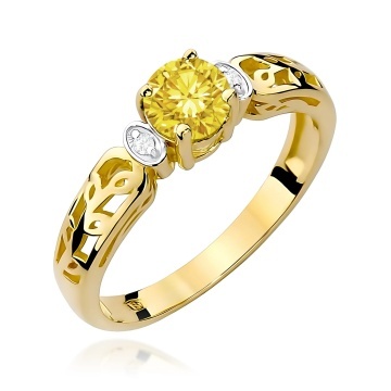 Inel Aur 14K cu Diamante Galbene de Laborator 0.52 ct