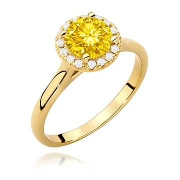 Inel Aur 14K cu Diamante Galbene de Laborator 1.14 ct