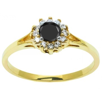 Inel elegant cu flori din aur, negru pr. 333 2.1455c