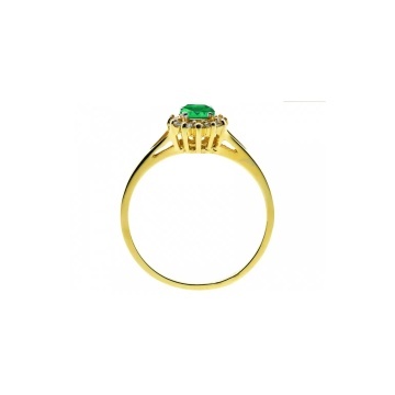 Inel Elegant din Aur 8K cu Design Floral și Piatră Verde Centrală