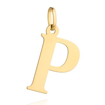 Pandantiv Aur 14K cu Litera P, 24x13 mm