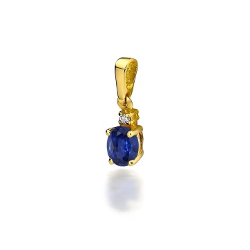 Pandantiv Aur 14K cu Safir 0.70 ct si Diamant Natural 0.01 ct