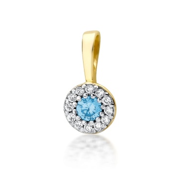 Pandantiv Aur 14K cu Topaz Swiss 0.15 ct si Diamante Naturale 0.10 ct