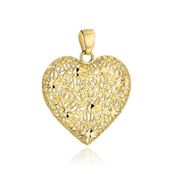 Pandantiv Aur 14K Inimă Ajourată - Eleganță Pură