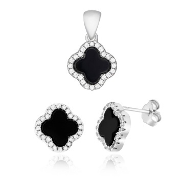 Set cercei si pandantiv din Argint 925 Mystic Black