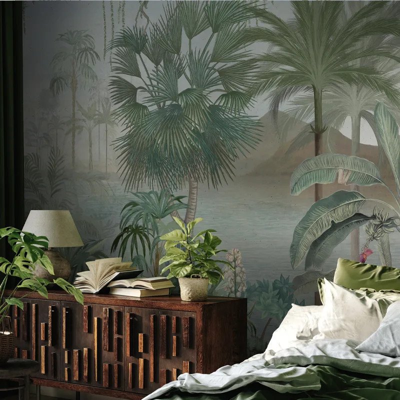 Culoarea verde in designul interior - tapet, textile si mobilier personalizat