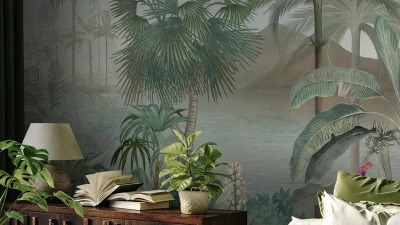 Culoarea verde in designul interior - tapet, textile si mobilier personalizat