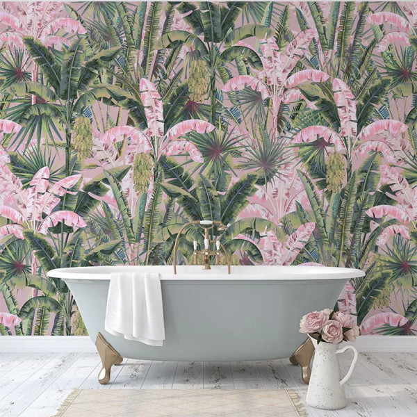 Blush Groove in pink jungle Тапет