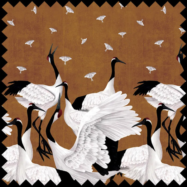Grus Japonesis in Ochre Текстилен материал