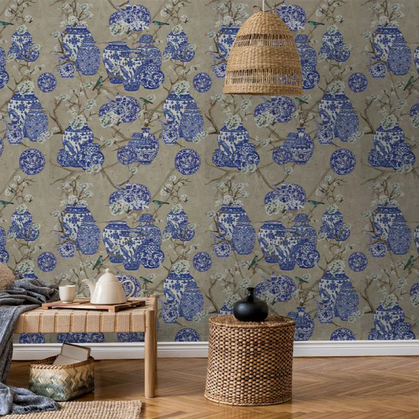 Hydrangea and Ginger Tea Party Cream Тапет