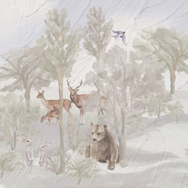 Foggy forest faun in color Tapeta - Img 2