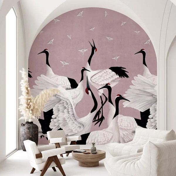 Papier peint Nature Oriental Grus Japonesis in Pink – VLAdiLA - Img 3