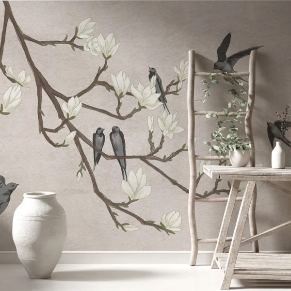 Papier peint Nature Oriental The Land of the Swallows grey – VLAdiLA - Img 3
