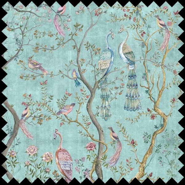 Peacock Chinoiserie in Turquoise - Img 2
