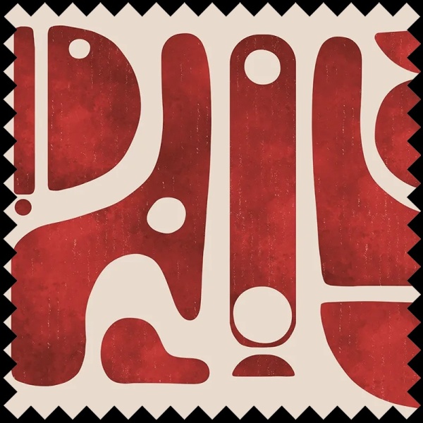 Tribal Tide Watercolor Red Fabric - Img 2