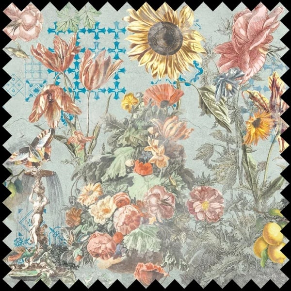 Material Textil Ceramic Flowers (Blue) - Img 2