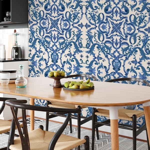 Ornate Azul Wallpaper - Img 2