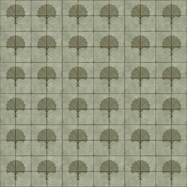 Papier peint Tropical Nature Green Tiles Art Nouveau – VLAdiLA - Img 2